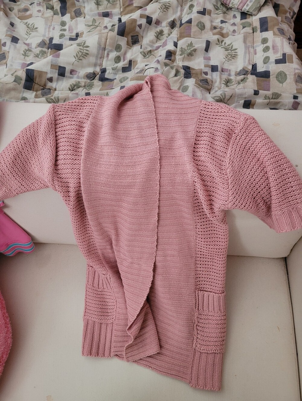 Women's Open-Front Pink Knit Cardigan